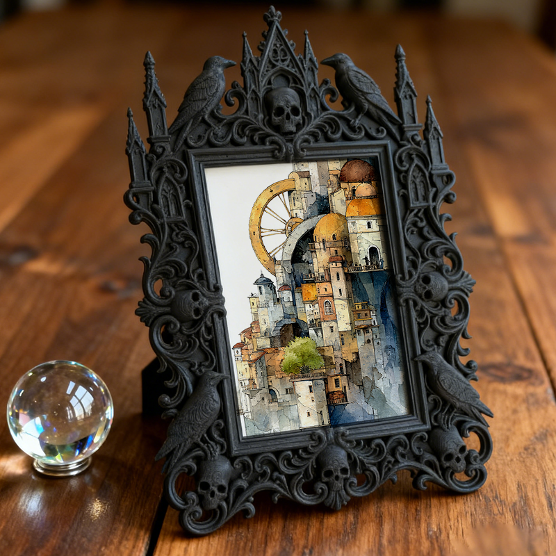 Rare-gem Gothic Dark-style Photo Frame | Werewolf Cosplay Meetup Photo Spot Decor, Photo Ornament, Wall/Table Dual-use, Rustic Frame