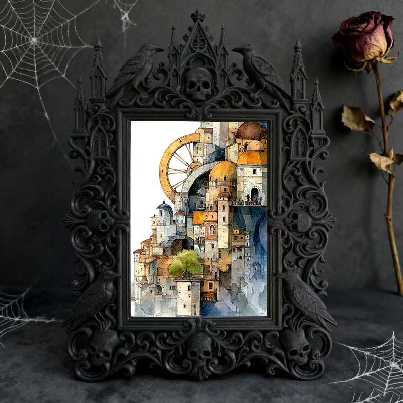 Rare-gem Gothic Dark-style Photo Frame | Werewolf Cosplay Meetup Photo Spot Decor, Photo Ornament, Wall/Table Dual-use, Rustic Frame