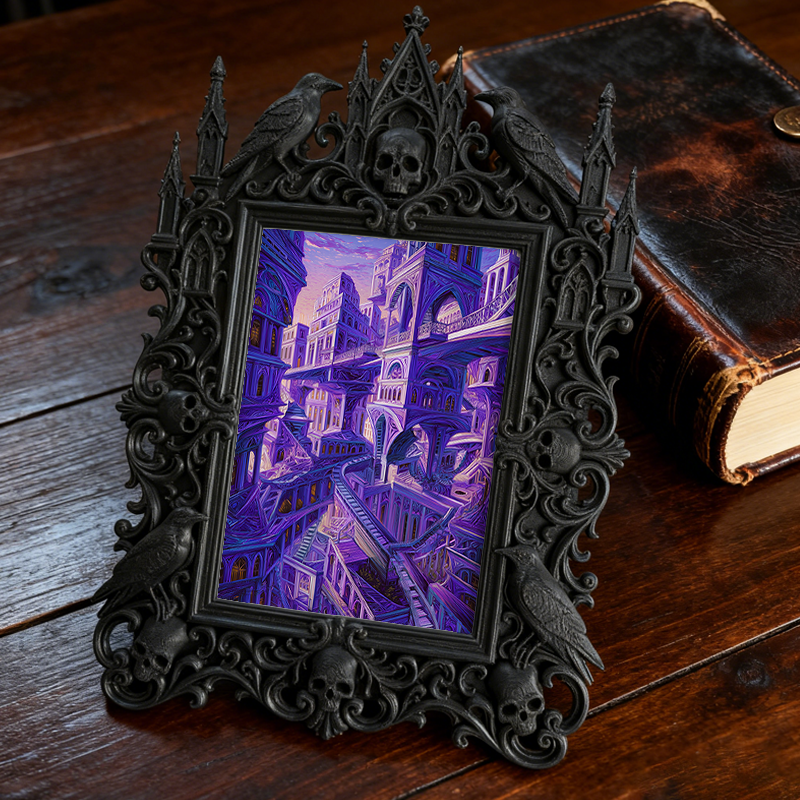 TikTok-viral Gothic Dark-style Photo Frame | Gothic Handmade Candle Mold Shop Decor, Photo Ornament, Wall-mountable & Tabletop, Plastic Fram