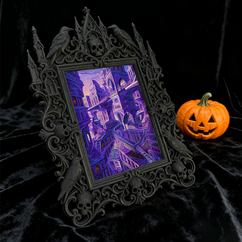 TikTok-viral Gothic Dark-style Photo Frame | Gothic Handmade Candle Mold Shop Decor, Photo Ornament, Wall-mountable & Tabletop, Plastic Fram