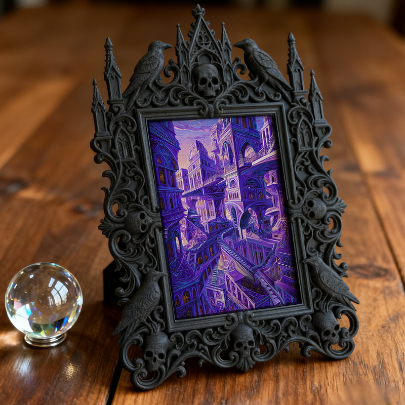 TikTok-viral Gothic Dark-style Photo Frame | Gothic Handmade Candle Mold Shop Decor, Photo Ornament, Wall-mountable & Tabletop, Plastic Fram