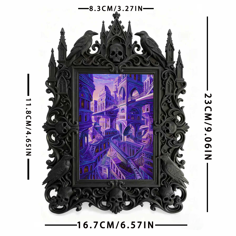 TikTok-viral Gothic Dark-style Photo Frame | Gothic Handmade Candle Mold Shop Decor, Photo Ornament, Wall-mountable & Tabletop, Plastic Fram