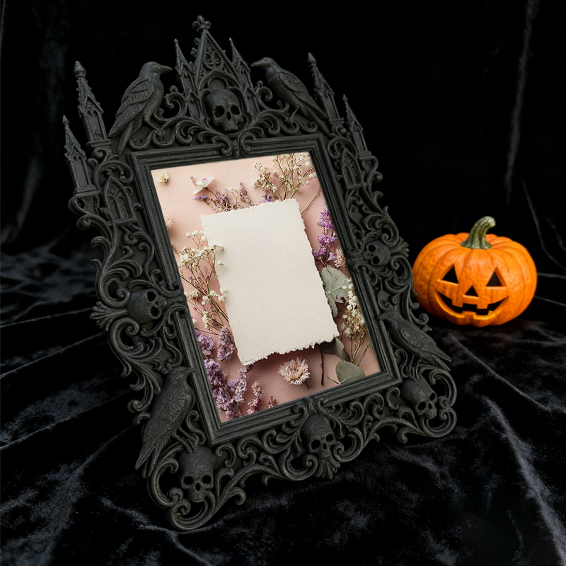 Shop-favorite Gothic Dark-style Photo Frame | Dark Script Kill Room Clue Wall Decor, Photo Ornament, Wall/Table Dual-use, Durable Frame