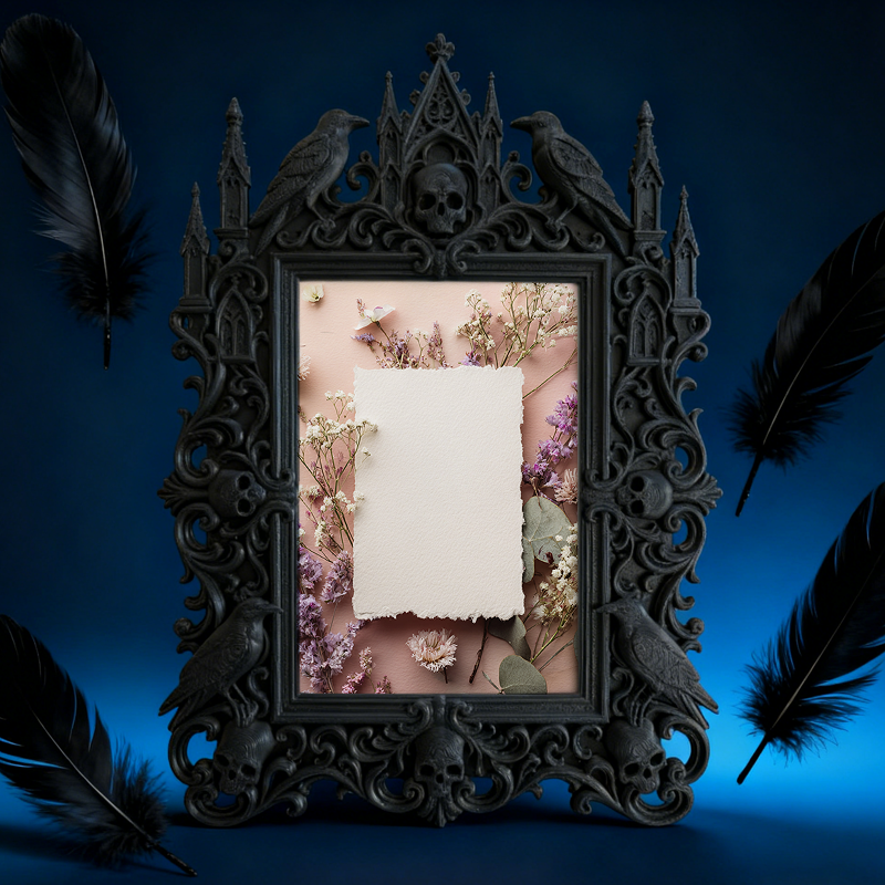 Shop-favorite Gothic Dark-style Photo Frame | Dark Script Kill Room Clue Wall Decor, Photo Ornament, Wall/Table Dual-use, Durable Frame