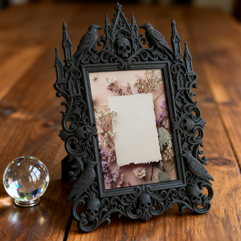 Shop-favorite Gothic Dark-style Photo Frame | Dark Script Kill Room Clue Wall Decor, Photo Ornament, Wall/Table Dual-use, Durable Frame