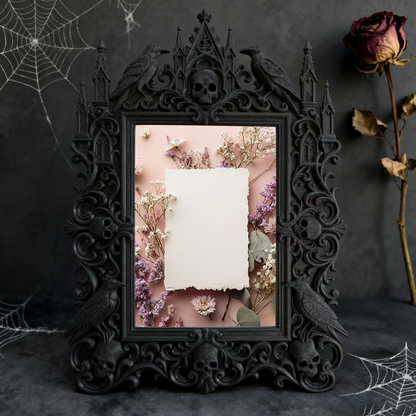 Shop-favorite Gothic Dark-style Photo Frame | Dark Script Kill Room Clue Wall Decor, Photo Ornament, Wall/Table Dual-use, Durable Frame