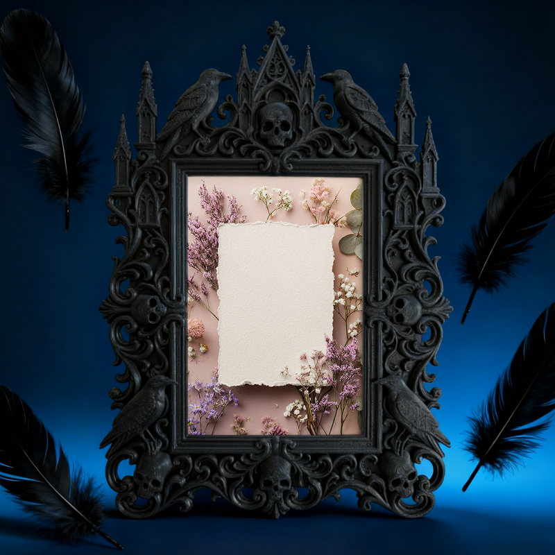Bestselling-now Gothic Dark-style Photo Frame | Vampire-themed Nail Salon Display, Photo Ornament, Wall-mountable & Tabletop, Lightweight Fr