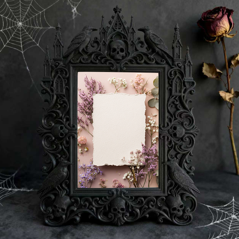 Bestselling-now Gothic Dark-style Photo Frame | Vampire-themed Nail Salon Display, Photo Ornament, Wall-mountable & Tabletop, Lightweight Fr