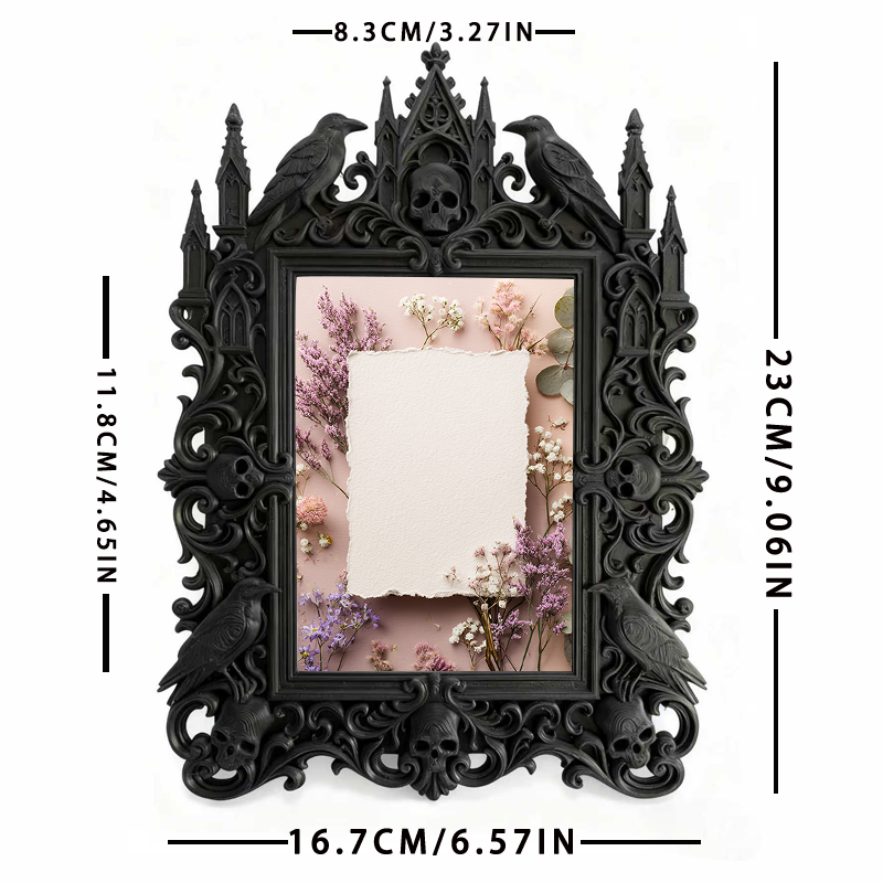 Bestselling-now Gothic Dark-style Photo Frame | Vampire-themed Nail Salon Display, Photo Ornament, Wall-mountable & Tabletop, Lightweight Fr
