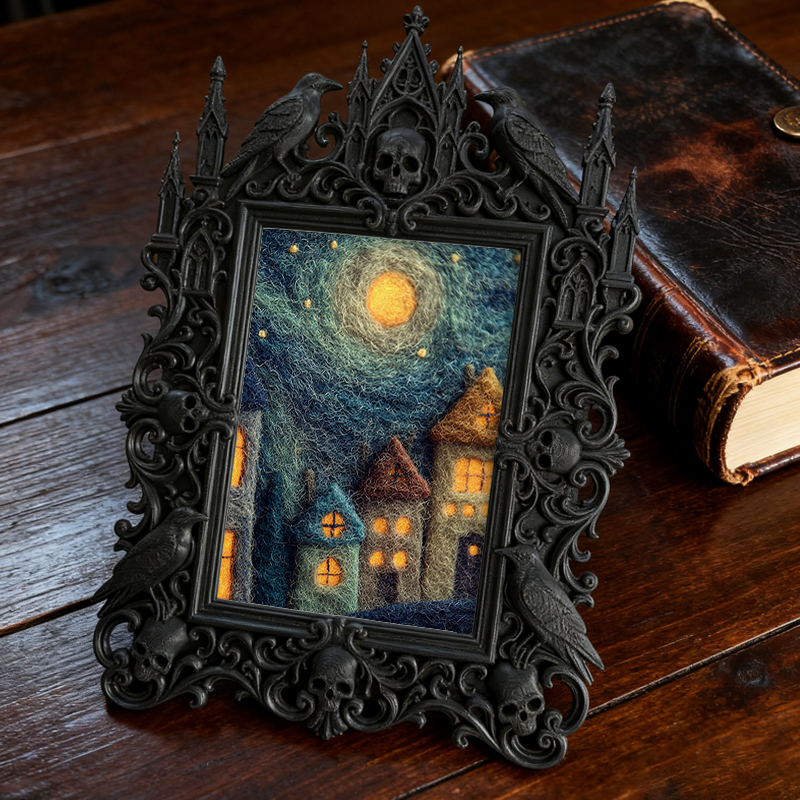 Quick-sellout Gothic Dark-style Photo Frame | Witchy Herbal Sachet Workshop Decor, Photo Ornament, Dual-use Display, Retro Plastic Frame