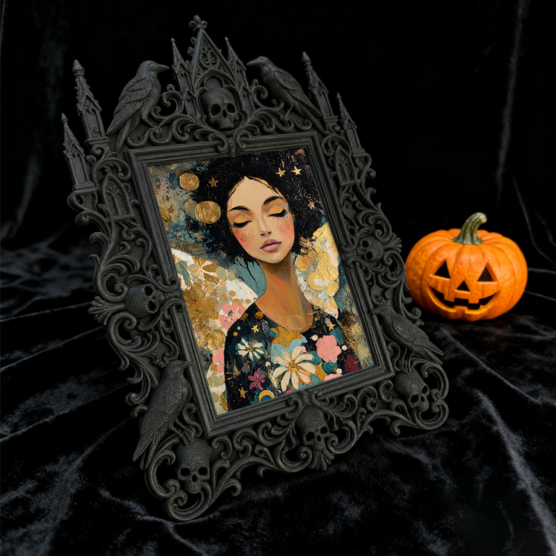 Luxe-dark Gothic Dark-style Photo Frame | Dark Calligraphy Ink Shop Display, Photo Ornament, Wall-mountable & Tabletop, Practical Frame