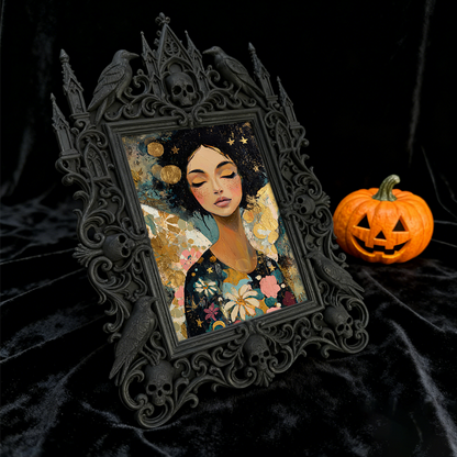 Luxe-dark Gothic Dark-style Photo Frame | Dark Calligraphy Ink Shop Display, Photo Ornament, Wall-mountable & Tabletop, Practical Frame