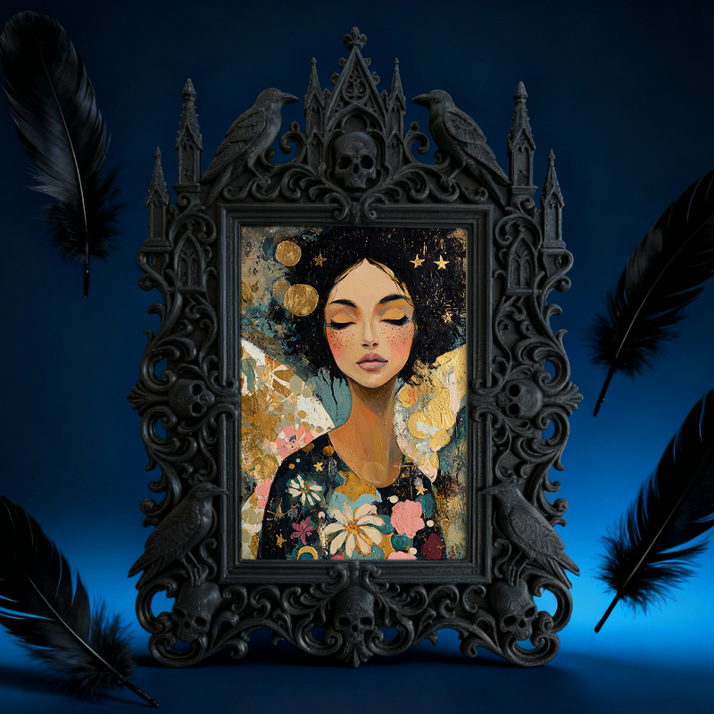 Luxe-dark Gothic Dark-style Photo Frame | Dark Calligraphy Ink Shop Display, Photo Ornament, Wall-mountable & Tabletop, Practical Frame