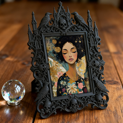 Luxe-dark Gothic Dark-style Photo Frame | Dark Calligraphy Ink Shop Display, Photo Ornament, Wall-mountable & Tabletop, Practical Frame