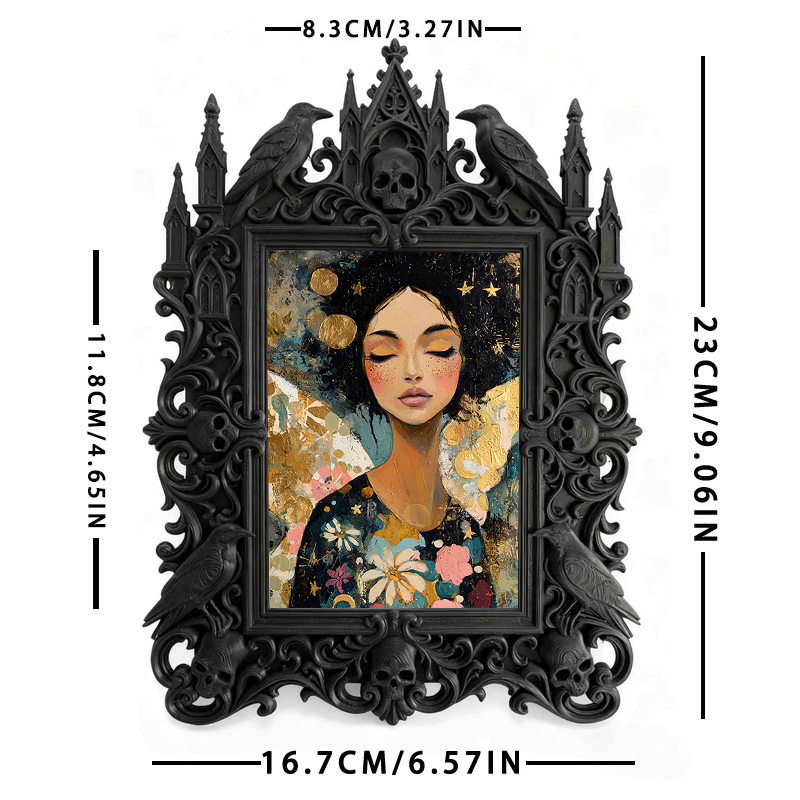 Luxe-dark Gothic Dark-style Photo Frame | Dark Calligraphy Ink Shop Display, Photo Ornament, Wall-mountable & Tabletop, Practical Frame