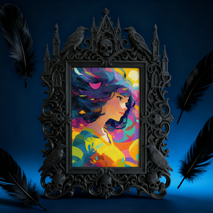 One-of-a-kind Gothic Dark-style Photo Frame | Witchy Moon Phase Poster Shop Decor, Photo Ornament, Wall-mountable & Tabletop, Portable Frame