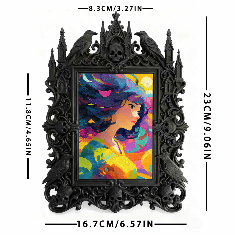 One-of-a-kind Gothic Dark-style Photo Frame | Witchy Moon Phase Poster Shop Decor, Photo Ornament, Wall-mountable & Tabletop, Portable Frame