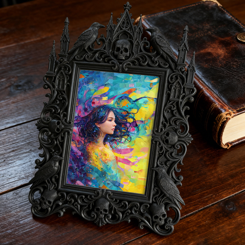 Sturdy-built Gothic Dark-style Photo Frame | Gothic Skateboard Repair Shop Decor, Photo Ornament, Dual-use Display, Wear-resistant Frame