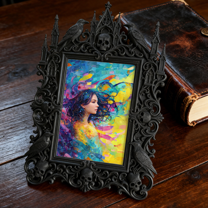 Sturdy-built Gothic Dark-style Photo Frame | Gothic Skateboard Repair Shop Decor, Photo Ornament, Dual-use Display, Wear-resistant Frame