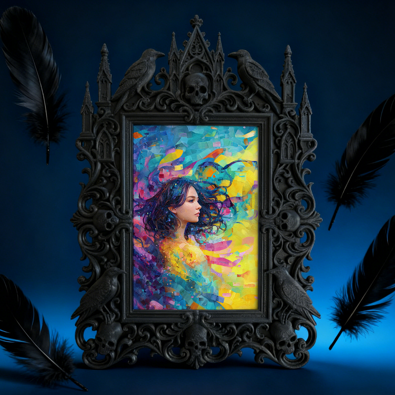 Sturdy-built Gothic Dark-style Photo Frame | Gothic Skateboard Repair Shop Decor, Photo Ornament, Dual-use Display, Wear-resistant Frame