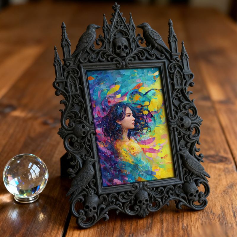 Sturdy-built Gothic Dark-style Photo Frame | Gothic Skateboard Repair Shop Decor, Photo Ornament, Dual-use Display, Wear-resistant Frame