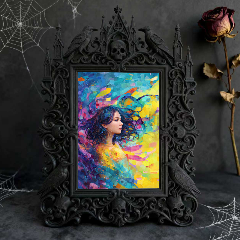 Sturdy-built Gothic Dark-style Photo Frame | Gothic Skateboard Repair Shop Decor, Photo Ornament, Dual-use Display, Wear-resistant Frame