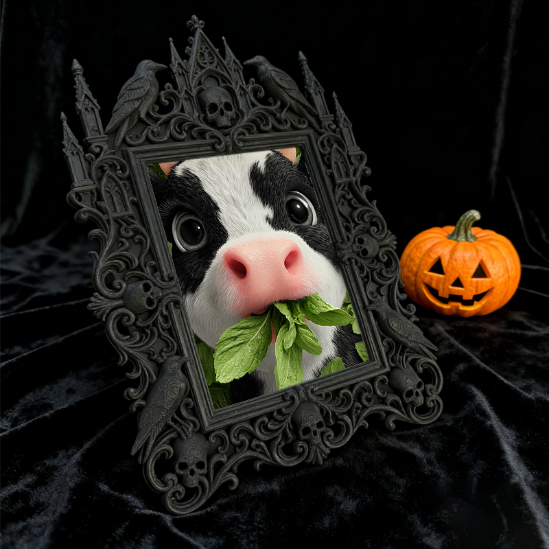 Elegant-dark-vibe Gothic Dark-style Photo Frame | Paranormal Themed Bookstore Counter Decor, Photo Ornament, Wall-mountable & Tabletop, Eleg