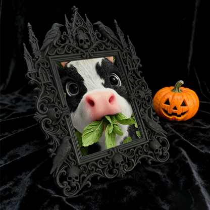 Elegant-dark-vibe Gothic Dark-style Photo Frame | Paranormal Themed Bookstore Counter Decor, Photo Ornament, Wall-mountable & Tabletop, Eleg