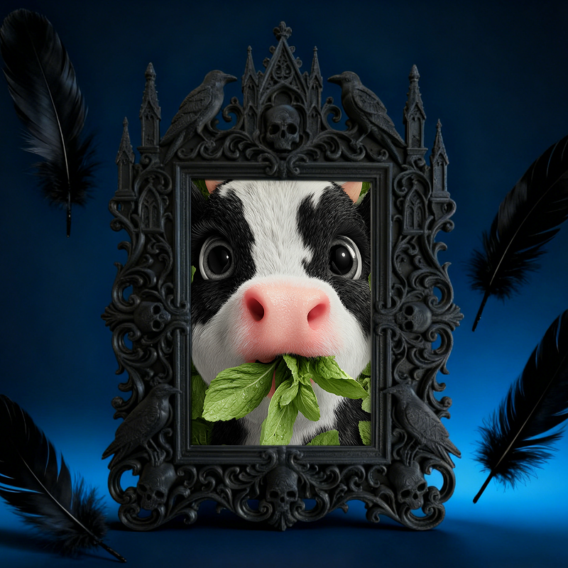 Elegant-dark-vibe Gothic Dark-style Photo Frame | Paranormal Themed Bookstore Counter Decor, Photo Ornament, Wall-mountable & Tabletop, Eleg