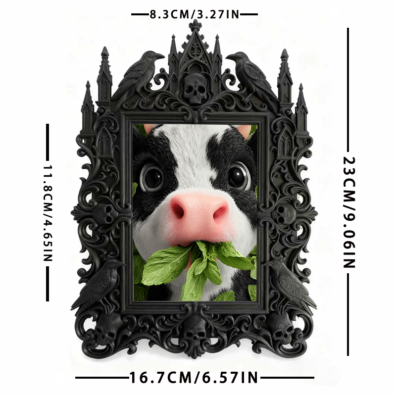 Elegant-dark-vibe Gothic Dark-style Photo Frame | Paranormal Themed Bookstore Counter Decor, Photo Ornament, Wall-mountable & Tabletop, Eleg
