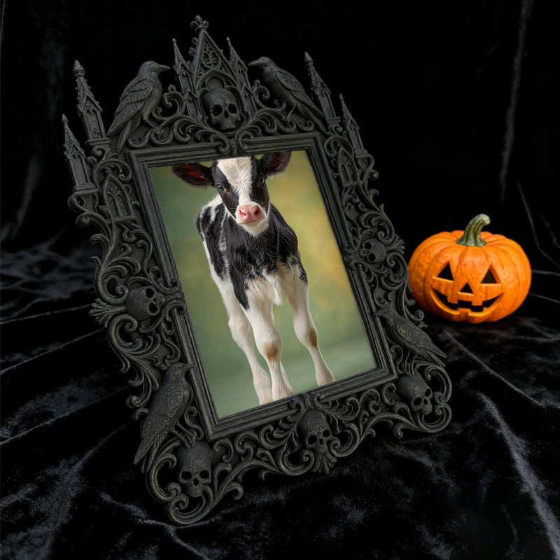 Bold-dark-chic Gothic Dark-style Photo Frame | Dark Fantasy Miniature Figurine Shop Decor, Photo Ornament, Wall-mountable & Tabletop, Creati