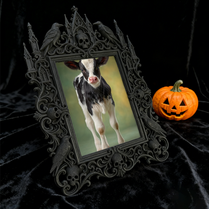 Bold-dark-chic Gothic Dark-style Photo Frame | Dark Fantasy Miniature Figurine Shop Decor, Photo Ornament, Wall-mountable & Tabletop, Creati