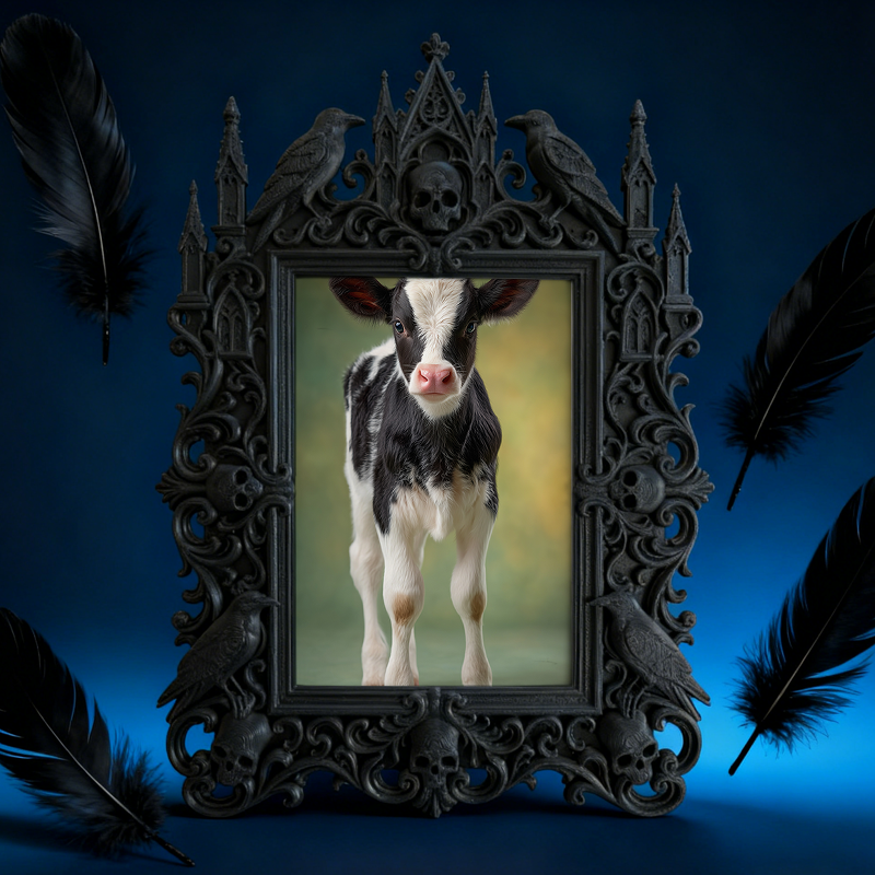 Bold-dark-chic Gothic Dark-style Photo Frame | Dark Fantasy Miniature Figurine Shop Decor, Photo Ornament, Wall-mountable & Tabletop, Creati