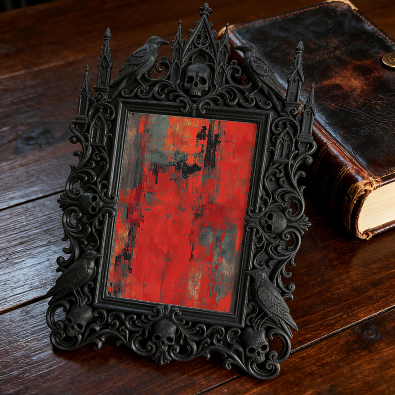 Reel-trending Gothic Dark-style Photo Frame | Gothic Handmade Soap Stamp Shop Decor, Photo Ornament, Wall-mountable & Tabletop, Plastic Fram