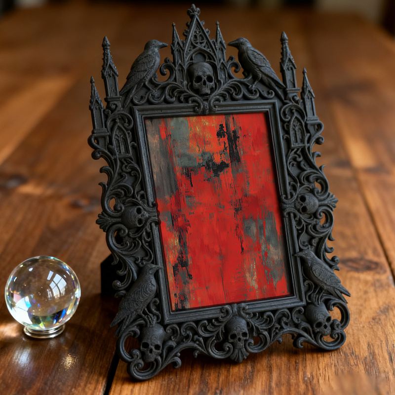 Reel-trending Gothic Dark-style Photo Frame | Gothic Handmade Soap Stamp Shop Decor, Photo Ornament, Wall-mountable & Tabletop, Plastic Fram