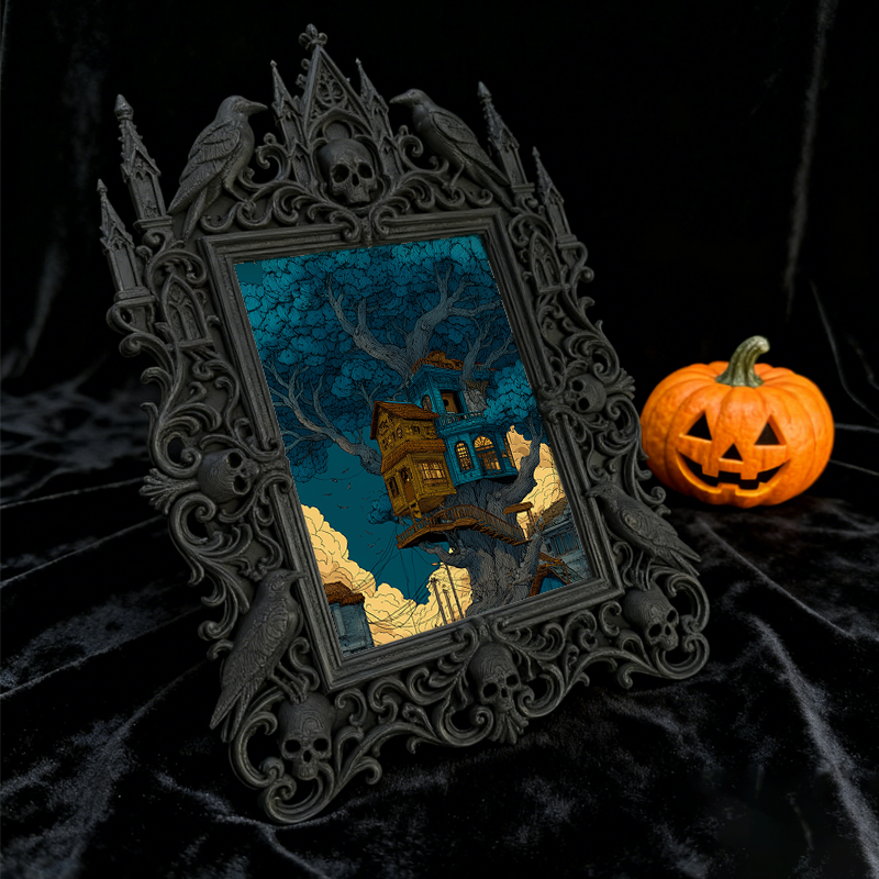 Top-pick Gothic Dark-style Photo Frame | Dark Academia Stationery Shop Decor, Photo Ornament, Wall/Table Dual-use, Durable Frame