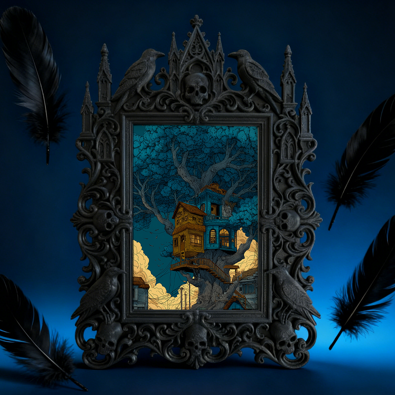 Top-pick Gothic Dark-style Photo Frame | Dark Academia Stationery Shop Decor, Photo Ornament, Wall/Table Dual-use, Durable Frame