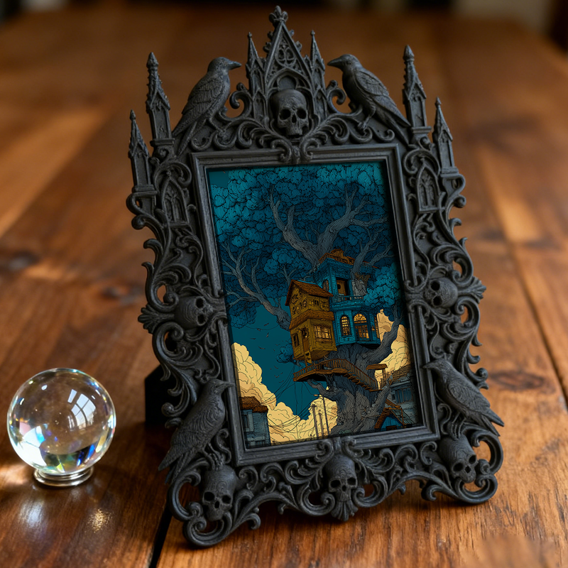 Top-pick Gothic Dark-style Photo Frame | Dark Academia Stationery Shop Decor, Photo Ornament, Wall/Table Dual-use, Durable Frame