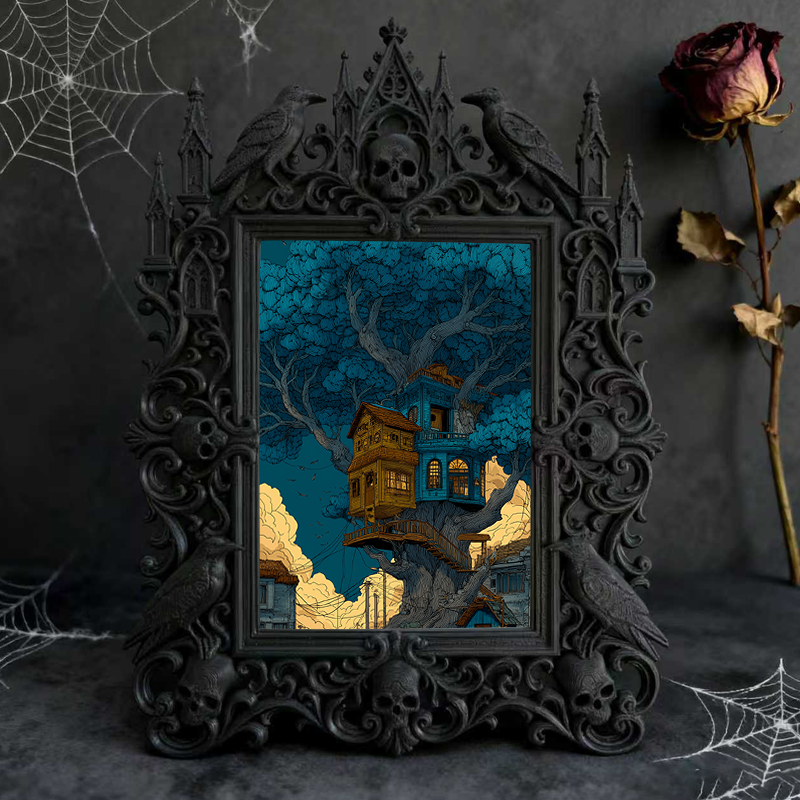 Top-pick Gothic Dark-style Photo Frame | Dark Academia Stationery Shop Decor, Photo Ornament, Wall/Table Dual-use, Durable Frame