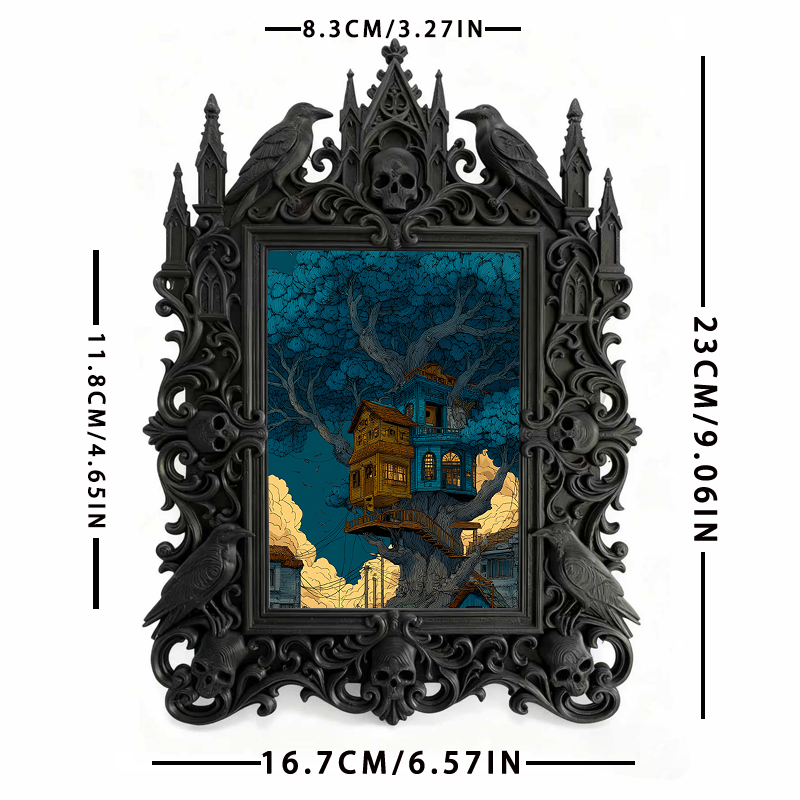 Top-pick Gothic Dark-style Photo Frame | Dark Academia Stationery Shop Decor, Photo Ornament, Wall/Table Dual-use, Durable Frame