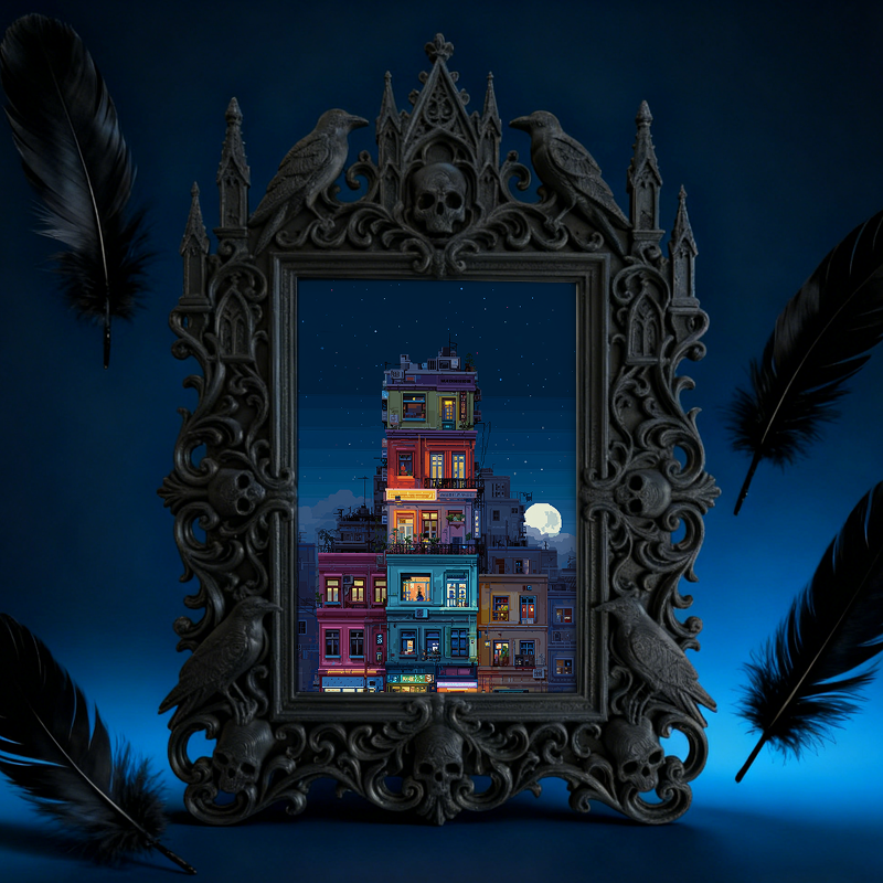 Fan-obsessed Gothic Dark-style Photo Frame | Halloween Costume Rental Shop Decor, Photo Ornament, Wall-mountable & Tabletop, Lightweight Fra