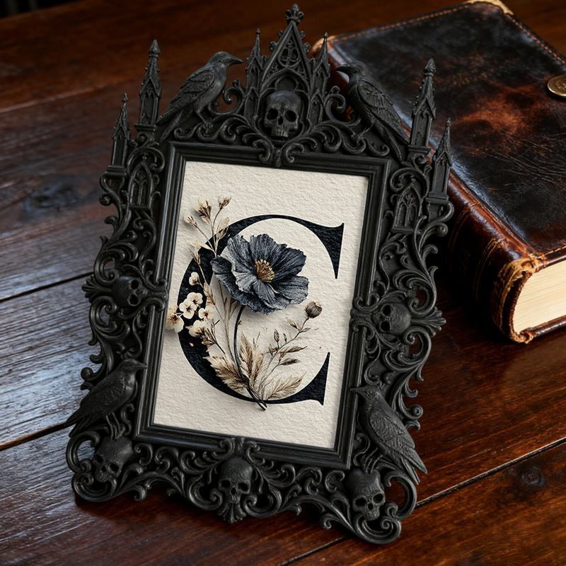 Fast-moving Gothic Dark-style Photo Frame | Gothic Wine Bottle Label Shop Decor, Photo Ornament, Dual-use Display, Retro Plastic Frame