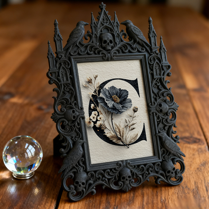 Fast-moving Gothic Dark-style Photo Frame | Gothic Wine Bottle Label Shop Decor, Photo Ornament, Dual-use Display, Retro Plastic Frame