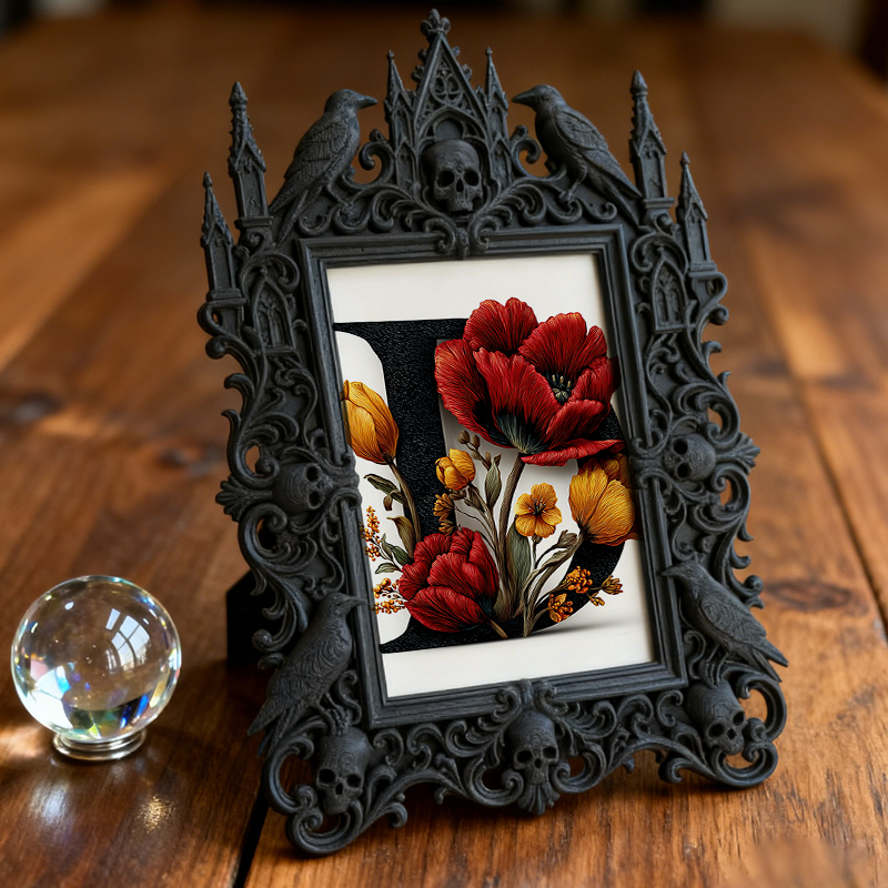 Buzzworthy Gothic Dark-style Photo Frame | Witchy Spell Jar Decoration Shop Decor, Photo Ornament, Wall-mountable & Tabletop, Scratch-resist