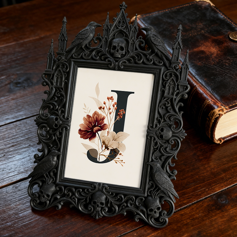 Style-essential Gothic Dark-style Photo Frame | Gothic Vintage Vinyl Record Shop Decor, Photo Ornament, Wall/Table Dual-use, Eco-friendly Fr