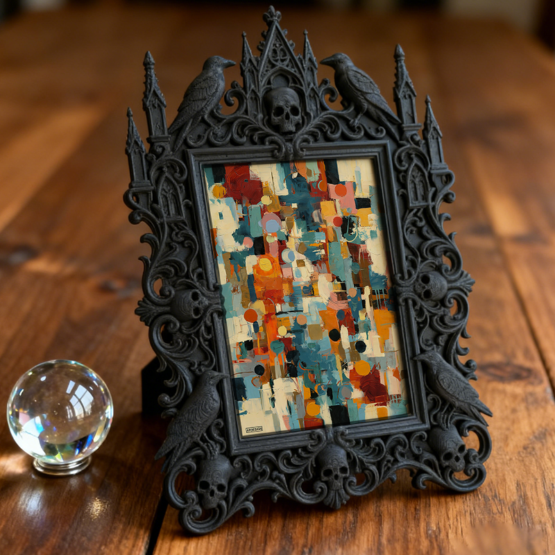 Hard-to-get Gothic Dark-style Photo Frame | Werewolf-themed Camping Gear Shop Decor, Photo Ornament, Wall/Table Dual-use, Rustic Frame