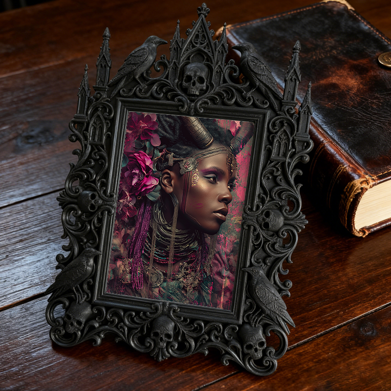 Cool-dark-vibe Gothic Dark-style Photo Frame | Horror Video Game Merch Shop Decor, Photo Ornament, Dual-use Display, Minimalist Frame