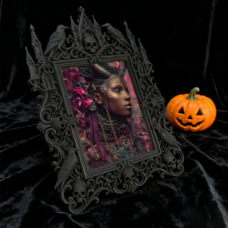 Cool-dark-vibe Gothic Dark-style Photo Frame | Horror Video Game Merch Shop Decor, Photo Ornament, Dual-use Display, Minimalist Frame