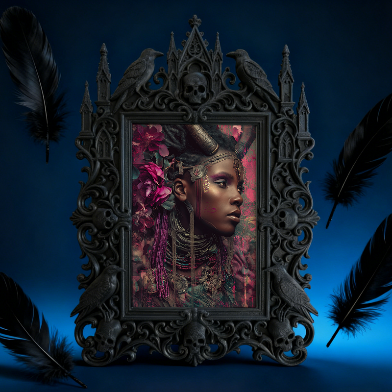Cool-dark-vibe Gothic Dark-style Photo Frame | Horror Video Game Merch Shop Decor, Photo Ornament, Dual-use Display, Minimalist Frame