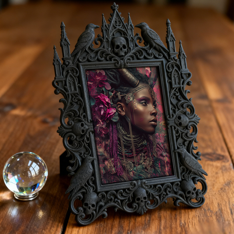 Cool-dark-vibe Gothic Dark-style Photo Frame | Horror Video Game Merch Shop Decor, Photo Ornament, Dual-use Display, Minimalist Frame